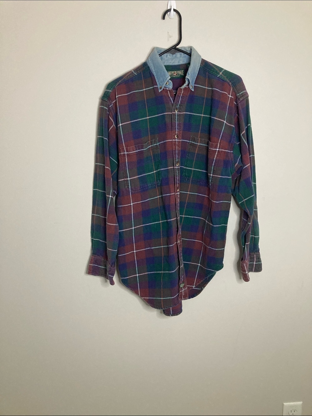 American Eagle Outfitters Men's Plaid Button-Down Shirt - Green, Blue, Burgundy